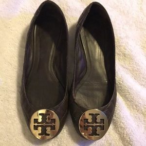 Brown Tory Burch flats! Brown & Gold